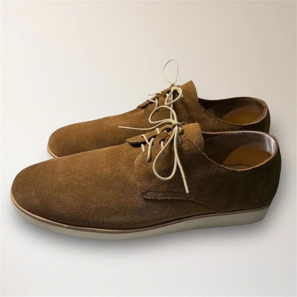 Nisolo Mens 8 Tan Suede Lightweight Derby Oxford Leather Travel Shoes New in Box
